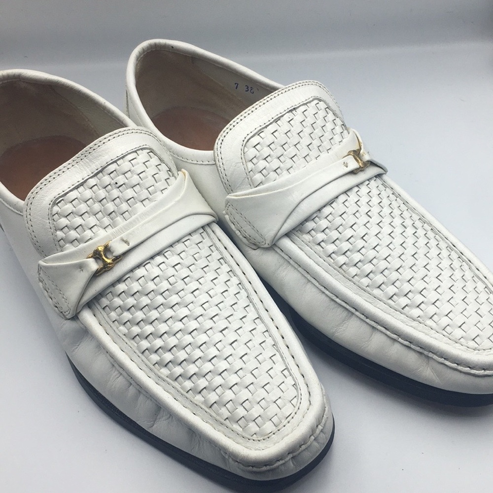 Diplomats White Leather Loafers
